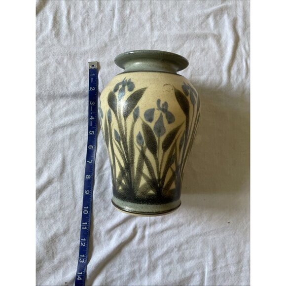 Kauff Pottery Vase With Floral Design Glossy Finish Beige Green Home Decor Colle - Picture 11 of 11
